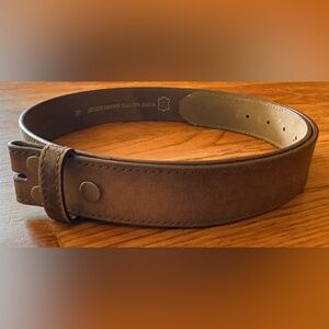 Vera Pelle Italian Leather Belt Distressed Brown Aged Size L 36”-38”, No Buckle